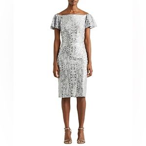 Ralph Lauren Silver Sequin Embroidered Lace Dress - Women size 8